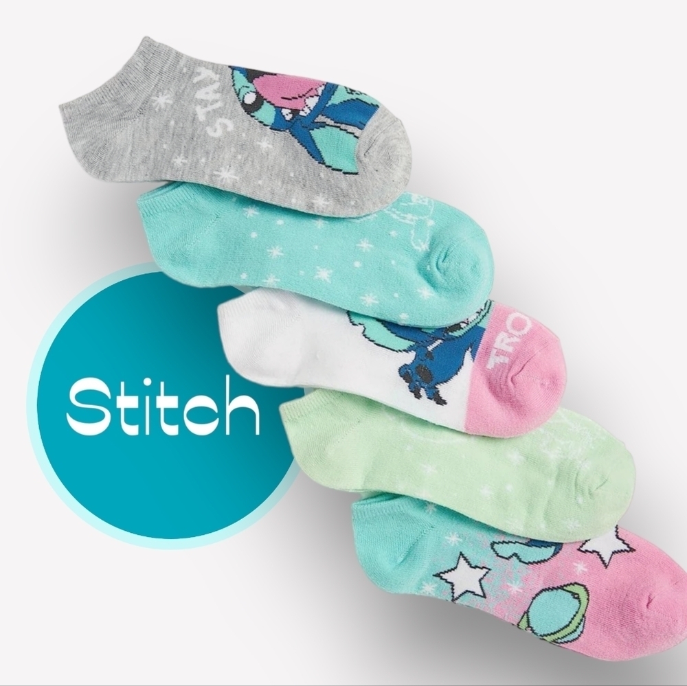NWT Disney Stitch Teal Blue Not Shows Socks Sz 6 / 10